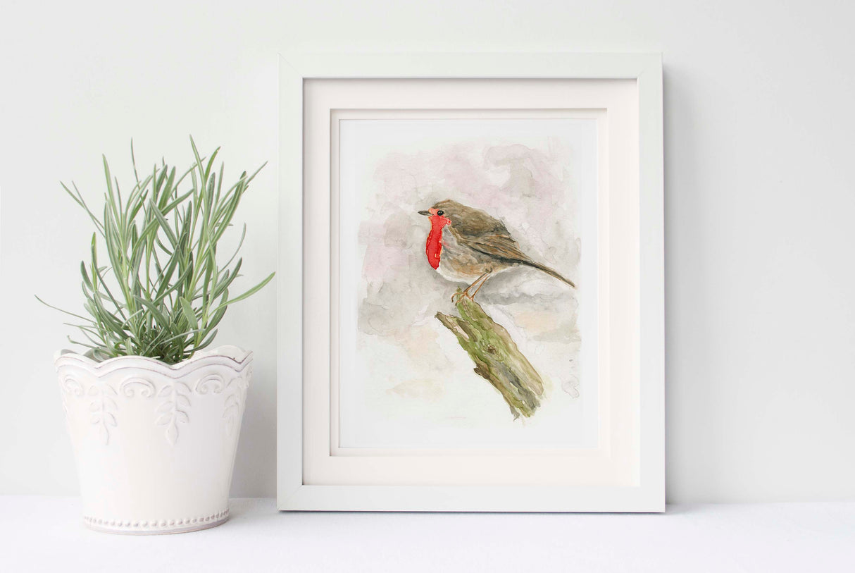 Robin Watercolour Pictures, Robin Watercolour Wall Art, Robin Bird, Serene robin illustration in watercolor