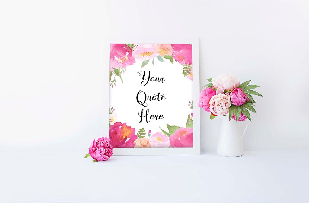 Personalised Quotes Custom Poster Print, Floral Custom Print, Personalised Quote Print