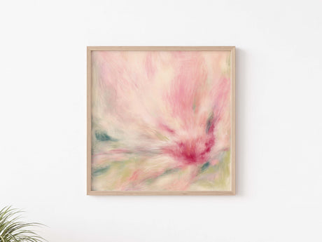 Square artwork with vibrant pastel tones, inspired by nature's serenity.
