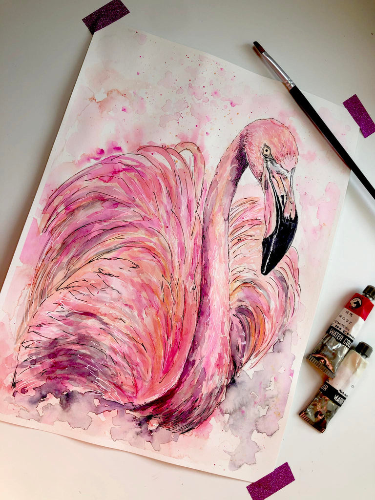 flamingo watercolour,flaming watercolour painting,flamingo watercolor easy,flamingo watercolor painting