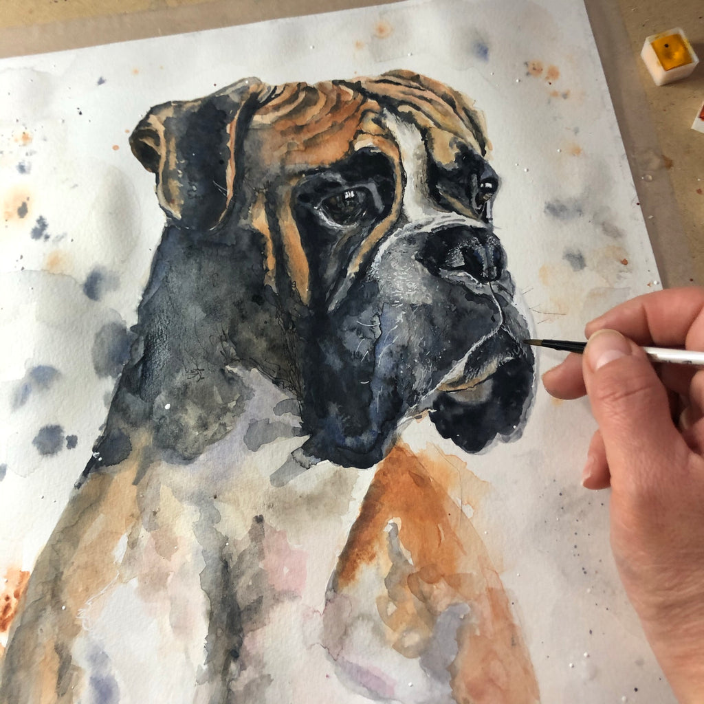 Boxer Dog Painting Time Lapse - How I paint a boxer dog! Watercolor Painting Time Lapse. Dog Artist
