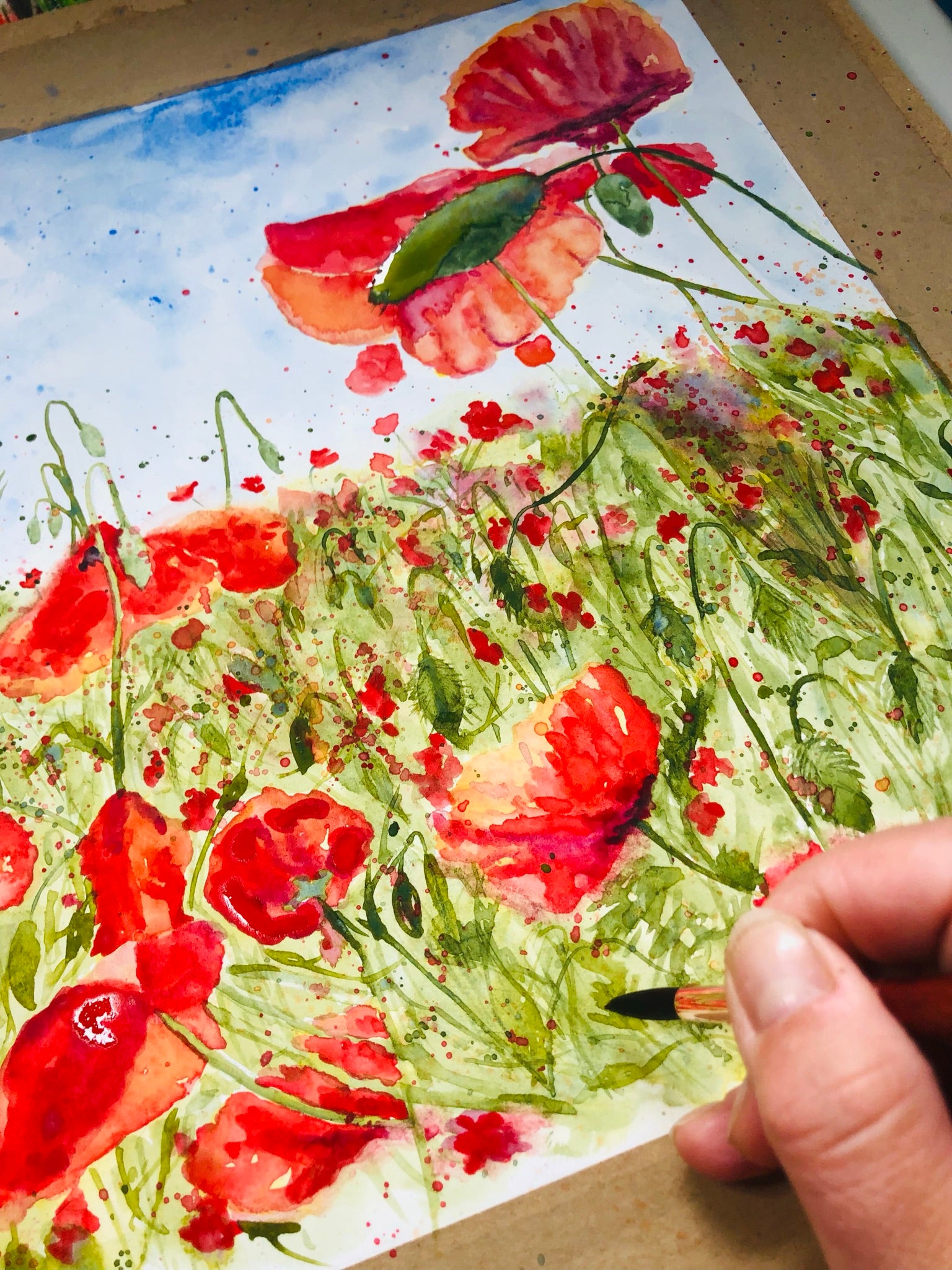 Among The Poppies outlets (watercolor)