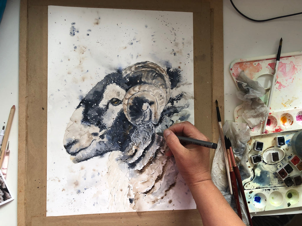 Timelapse Delight: Painting a Graceful Ram in Watercolors – Crafty Cow