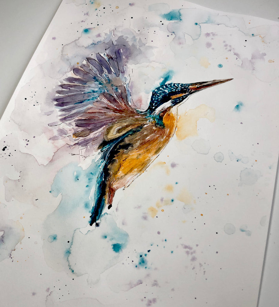 Kingfisher Time Lapse Painting Video - Bird Watercolor Painting, Loose Watercolor Bird Speed Paint