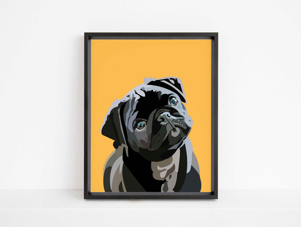 Pug Portrait Timelapse, Pop Art Style Digital Drawing, Digital Popart Pug Art, Hand-drawn Pug Art, Contemporary Pug Illustration