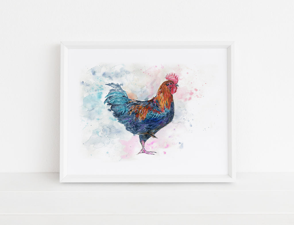 Rooster Watercolor Chicken Painting Time Lapse, How I Paint a Loose Style Watercolour Cockerel Art, watercolor rooster