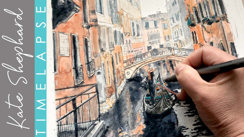 Venice Painting Time-Lapse, Gondolier Canal Art, Watercolor Cityscape
