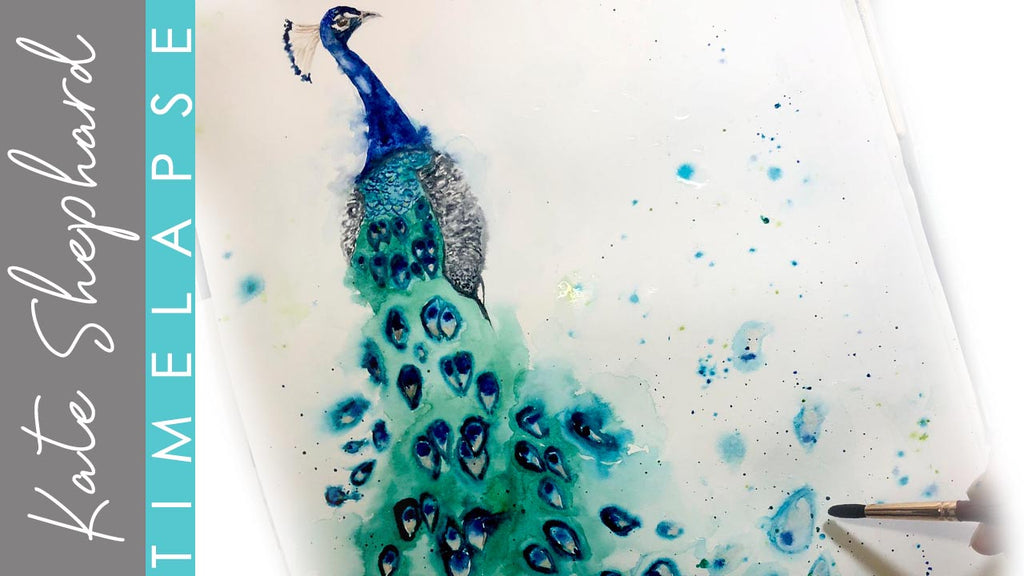 Vivid transformation: Peacock Watercolour Time-Lapse. Watch as vibrant hues unfold, capturing the elegance of iridescent feathers in a mesmerizing artistic journey.