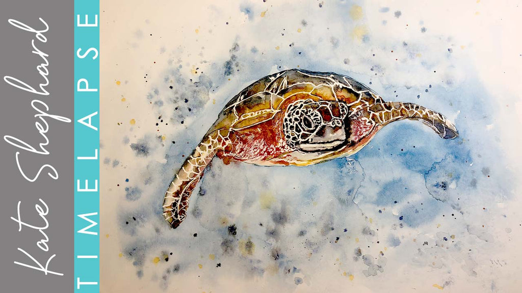 Watercolor Sea Turtle Painting, Sea Turtle Art Time-Lapse, Underwater Painting in Watercolours, Ocean Wildlife Watercolor Art