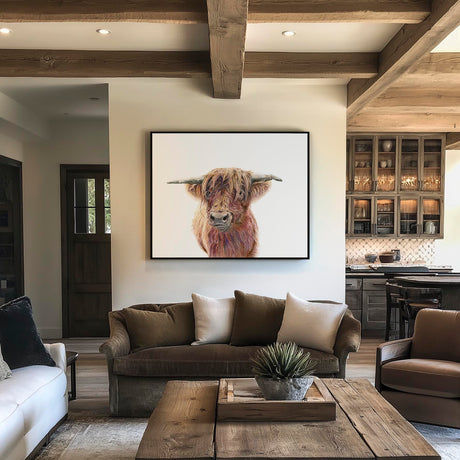 'Wild & Woolly' - Detailed highland cow print in warm russet tones, cottage home decor rustic home decor farm animal print by Crafty Cow Design.