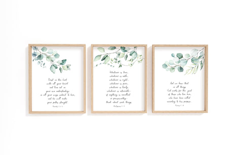 bible verse print sets, bible verse art prints, biblical prints, scripture print sets, religious art