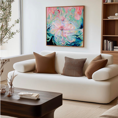 Subtle flower impression art with swirling colour.