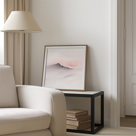 Elegant blush sky and hill abstract print for home or office.
