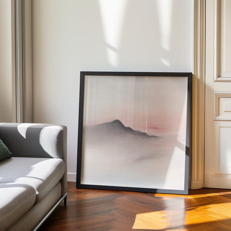 Serene landscape wall art in muted blush and earthy shades.
