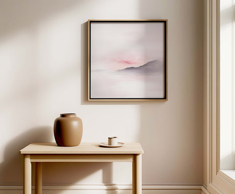 Calm abstract art print for living room decor in natural tones.