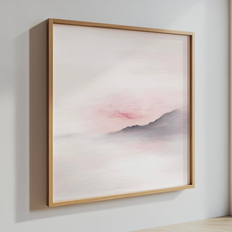 Pink and taupe minimalist mountain wall decor.