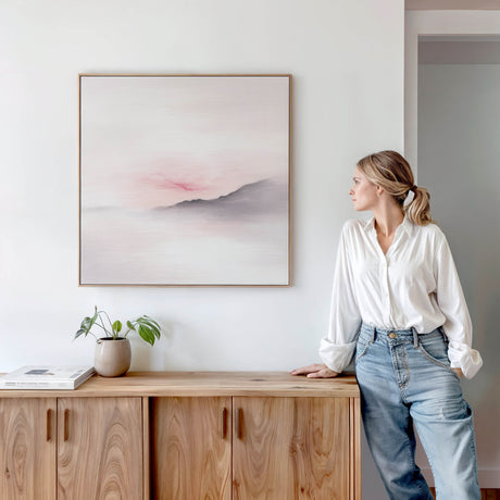 Abstract nature print with serene pastel hues.