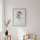 Psalm 96 wildflower wall art print with poppies and a Bible verse celebrating God’s creation.