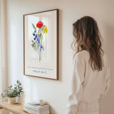 Inspirational scripture print featuring wildflower bouquet and praise-filled verse from Psalm 96.