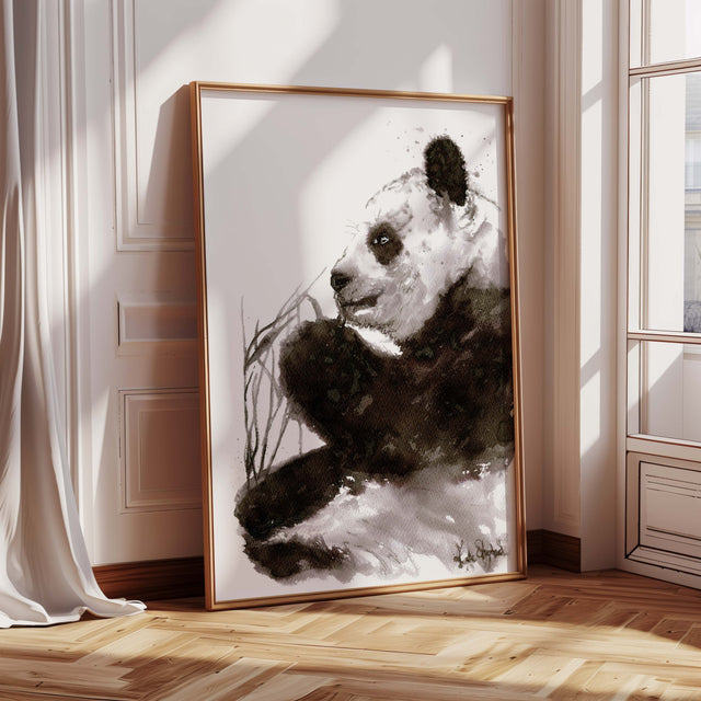 Monochrome panda print for nursery or living room