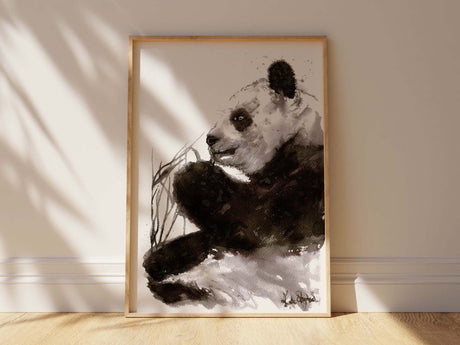 Black and white panda print for minimalist decor