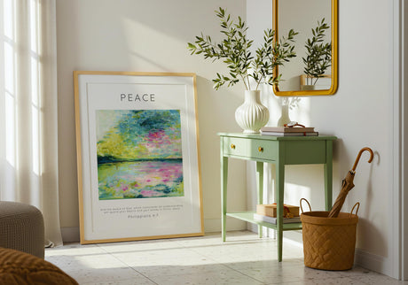 Peace Philippians 4:7 Bible verse print with ocean painting background.