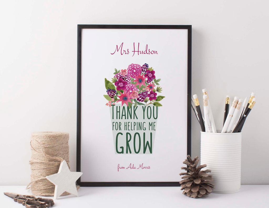 Thank You For Helping Me Grow, Teacher Gift Ideas For End Of School Year, Preschool Teacher Gifts UK