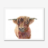 'Wild & Woolly' - Close-up detail of coloured pencil layers in warm russet and golden brown, highland cow print rustic home decor by Crafty Cow Design.