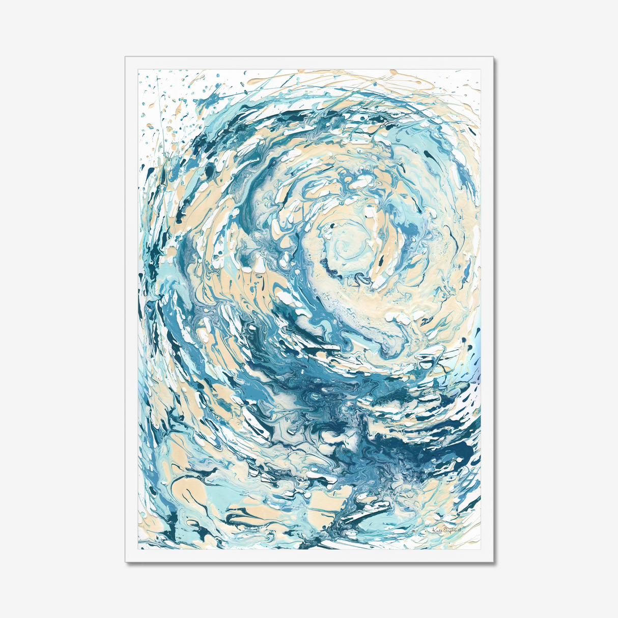 'Wave I' Blue Wave Wall Art Ocean Artwork for Coastal Decor Bedroom Ideas, Abstract Crashing Wave Art Sea Print Ocean & Beach Lover Gift Idea
