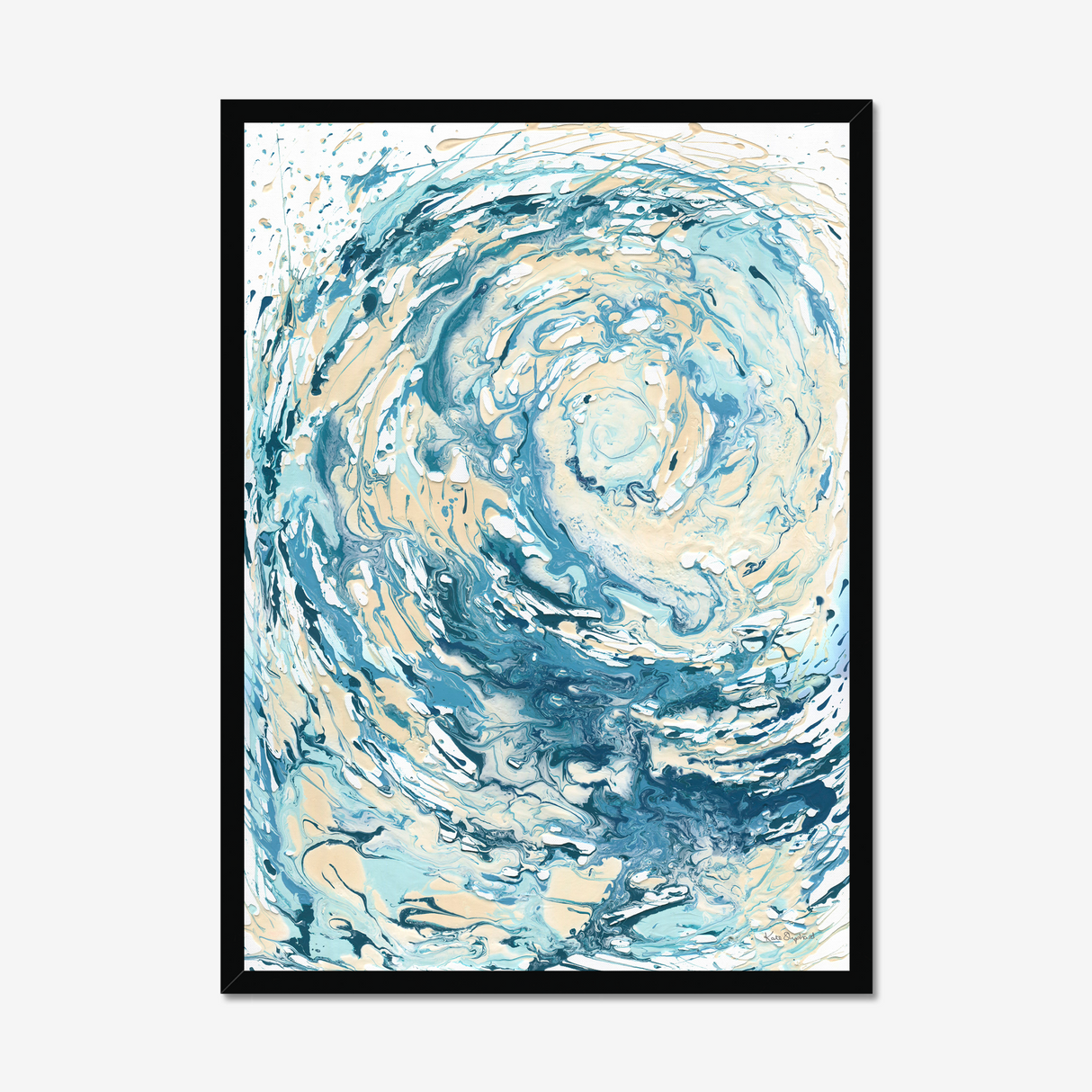 'Wave I' Blue Wave Wall Art Ocean Artwork for Coastal Decor Bedroom Ideas, Abstract Crashing Wave Art Sea Print Ocean & Beach Lover Gift Idea