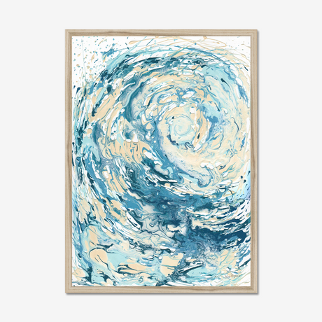 'Wave I' Blue Wave Wall Art Ocean Artwork for Coastal Decor Bedroom Ideas, Abstract Crashing Wave Art Sea Print Ocean & Beach Lover Gift Idea