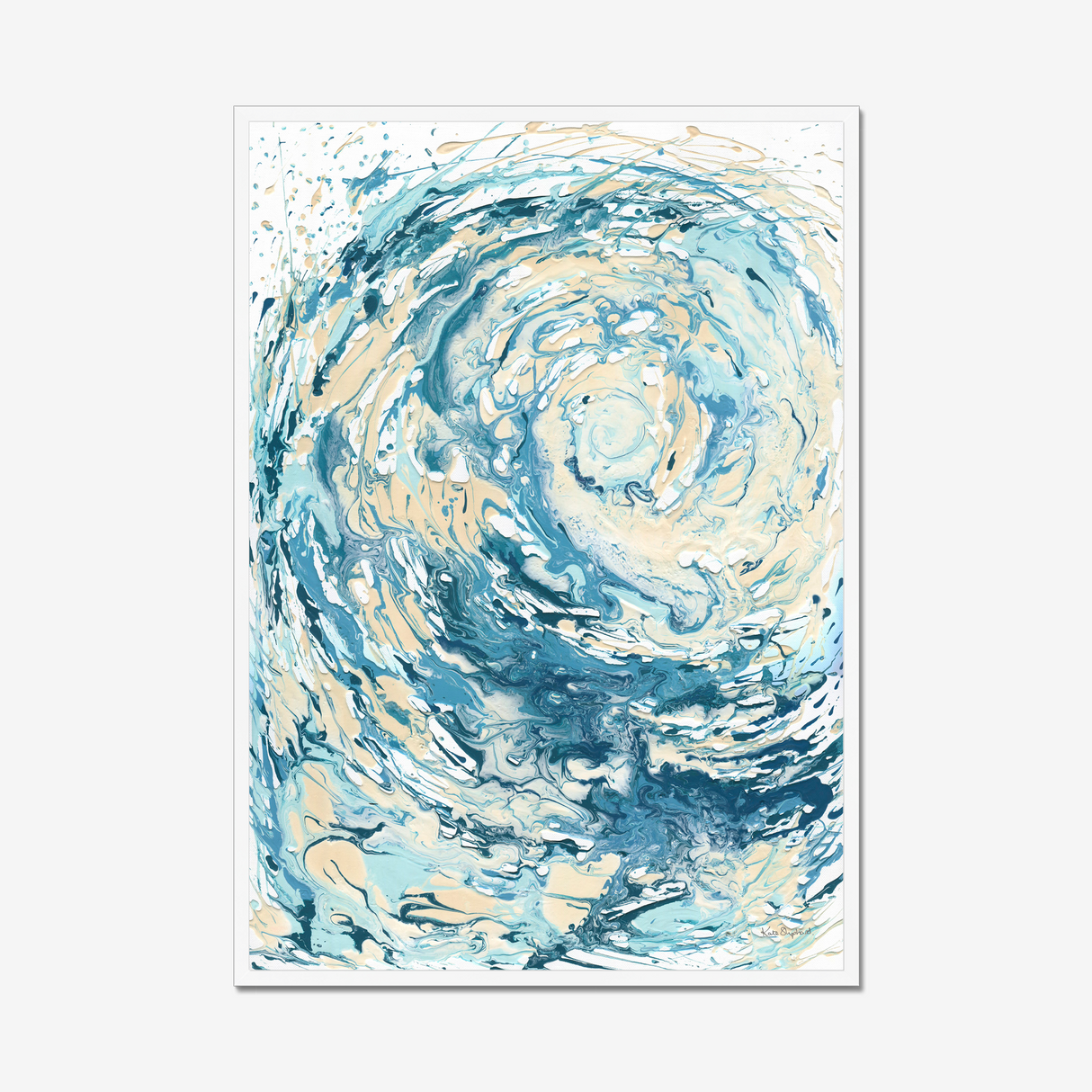 'Wave I' Blue Wave Wall Art Ocean Artwork for Coastal Decor Bedroom Ideas, Abstract Crashing Wave Art Sea Print Ocean & Beach Lover Gift Idea