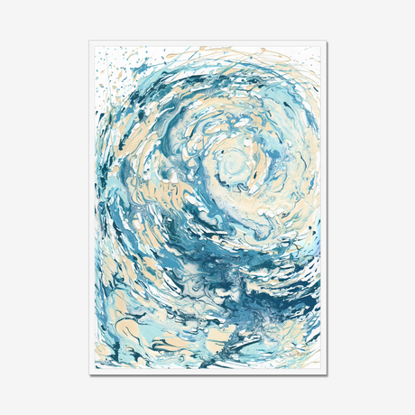 'Wave I' Blue Wave Wall Art Ocean Artwork for Coastal Decor Bedroom Ideas, Abstract Crashing Wave Art Sea Print Ocean & Beach Lover Gift Idea