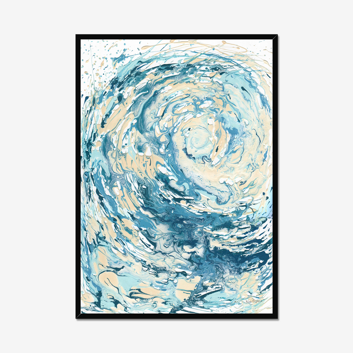'Wave I' Blue Wave Wall Art Ocean Artwork for Coastal Decor Bedroom Ideas, Abstract Crashing Wave Art Sea Print Ocean & Beach Lover Gift Idea