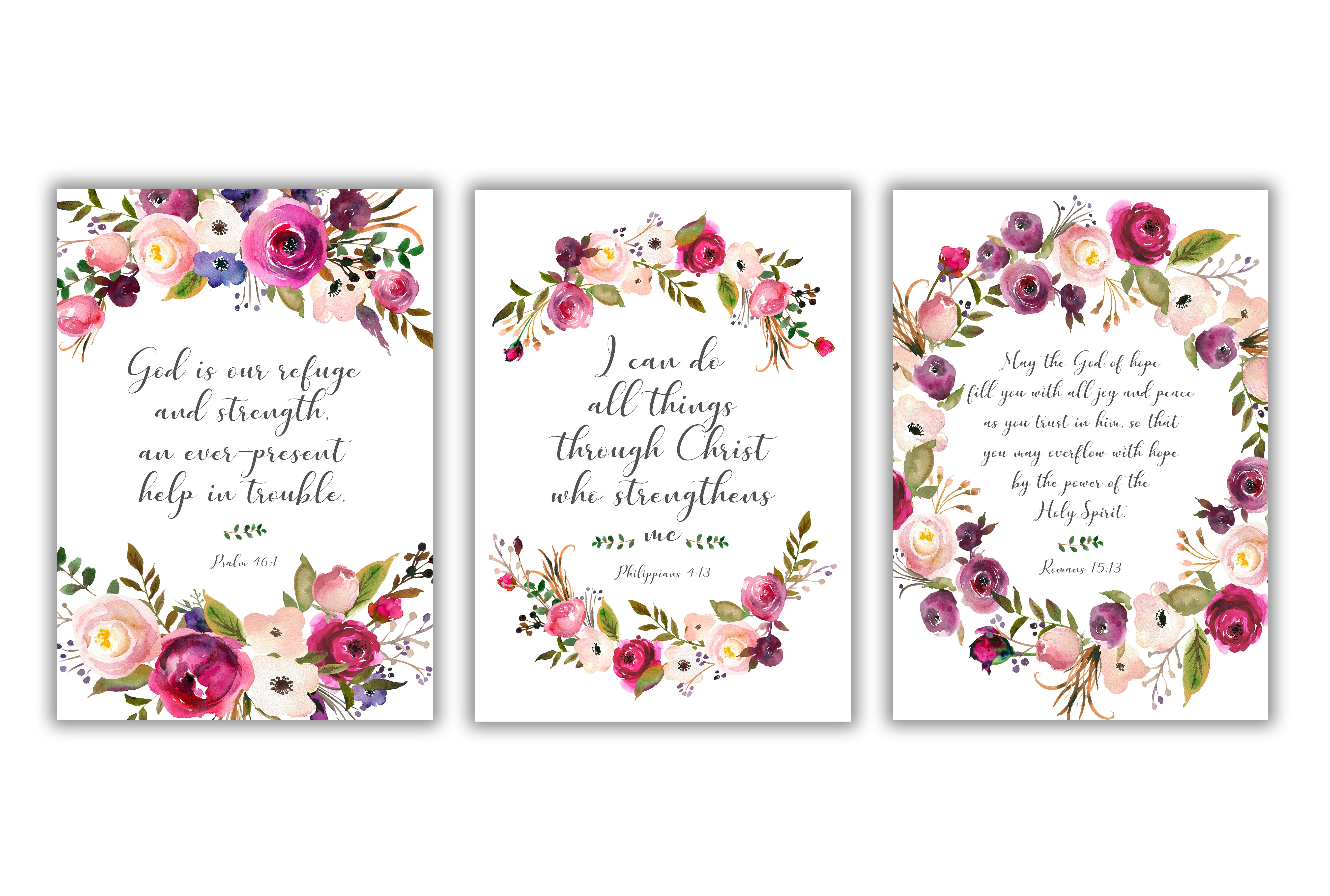Floral Christian Prints, Flower Pictures with Bible Verses Wall Art ...