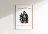 Armour of God Bible Verse Wall Art Print, Christian Warrior Art Gift, Christian warrior wall art, Spiritual watercolor print for men