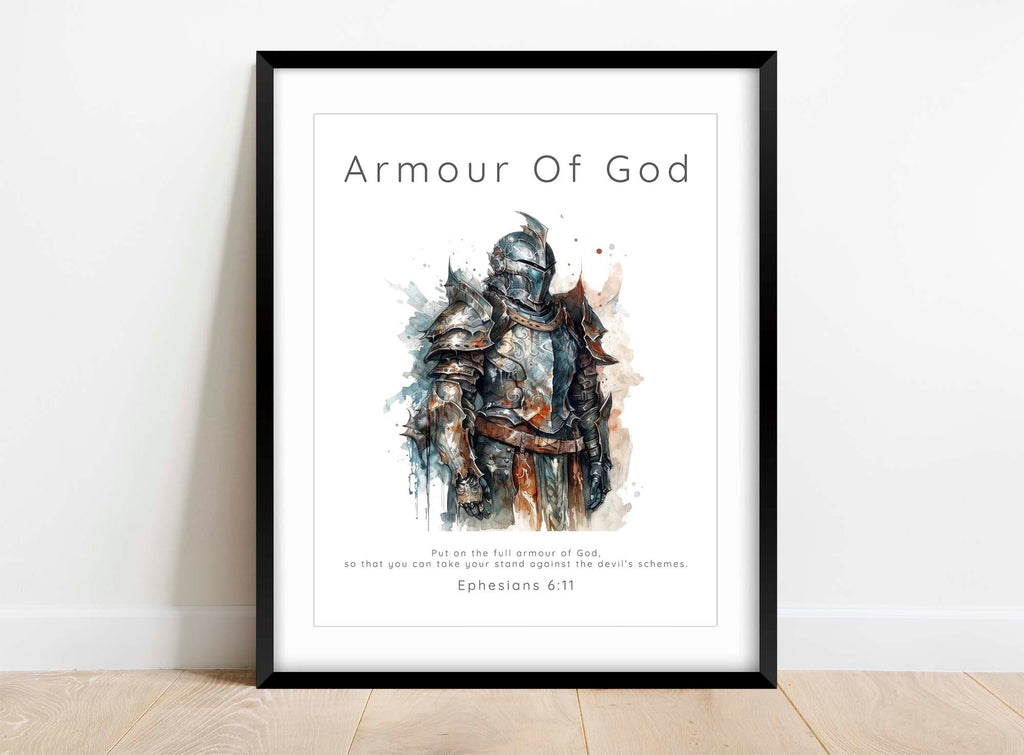 Armour of God visual reminder, Christian gift for spiritual strength for boys, Biblical verse art for teen boys, Armor of God scripture poster