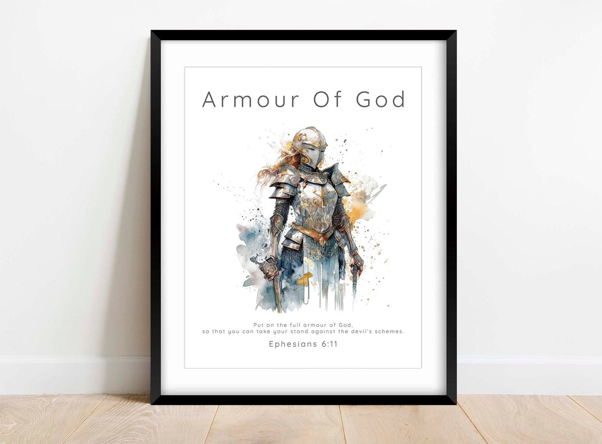 Christian home decor with scripture, Female warrior's visual testimony of faith, Christian Art Gift for girls