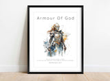 Christian home decor with scripture, Female warrior's visual testimony of faith, Christian Art Gift for girls