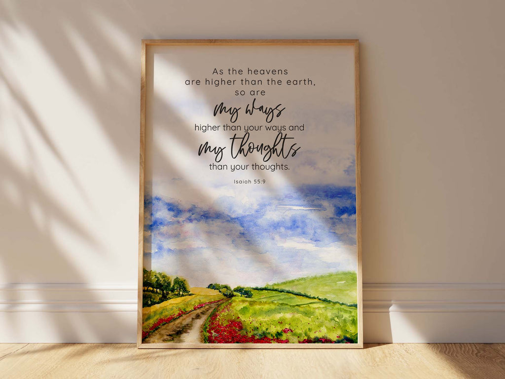 Tranquil pathway into the heavens print, Divine wisdom landscape print for bedroom, Elevated thoughts wall hanging