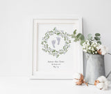 Handcrafted baby footprint birth details keepsake printm Meaningful baby footprint art with custom birth information