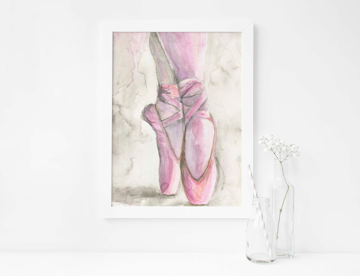 Ballerina Slippers Wall Decor, Ballet Shoes Pictures, Pointe Shoe Art, Pink Ballet Shoes Print, Dance Gifts for Girls