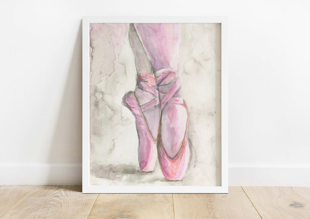Ballet Shoes Wall Art, Pointe Shoes Wall Prints, Ballerina Slippers, Pink and grey ballerina slippers wall art for nursery