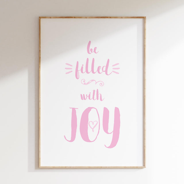 Christian baby girl wall print with elegant typography and Romans 15:13 verse of joy and peace.
