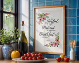 Be joyful in hope Christian print with delicate floral border and calming, faith-filled message from Romans 12 12.