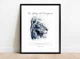 Bible verses about courage lion artwork, Christian gift for men lion watercolor with Joshua 1:9, Unique christian home decor