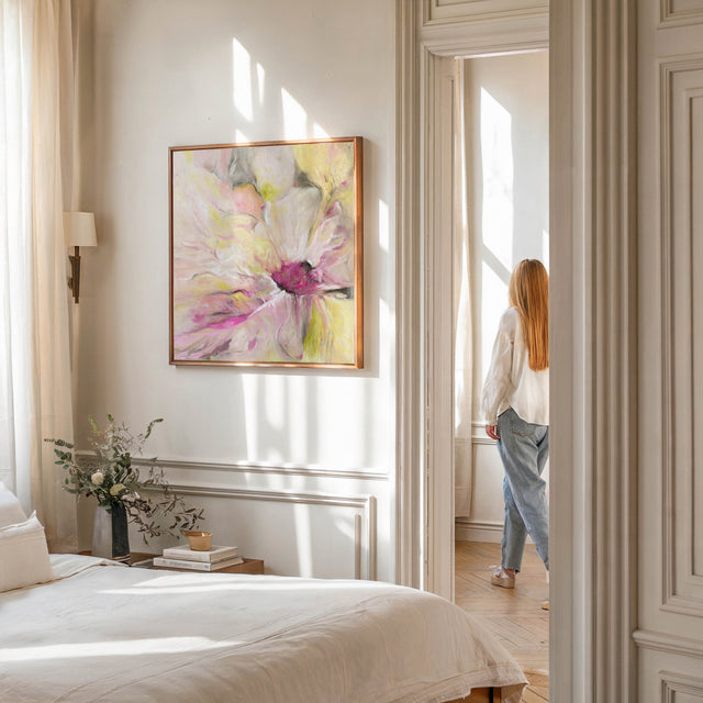 ‘Becoming’ – Feminine abstract wall art inspired by nature and transformation.