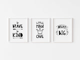 Inspirational quotes for boys room decor, Adventure-themed black and white nursery prints, Dream big print set for boys' nursery