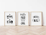 Customizable quote prints for boy's space, Monochromatic nursery prints for boys, Inspiring quotes for boys room decor