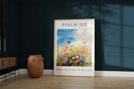 Psalm 103 Bless The Lord O My Soul Meadow Print, Wildflower Contemporary Christian Art Wall Decor, flower garden christian art